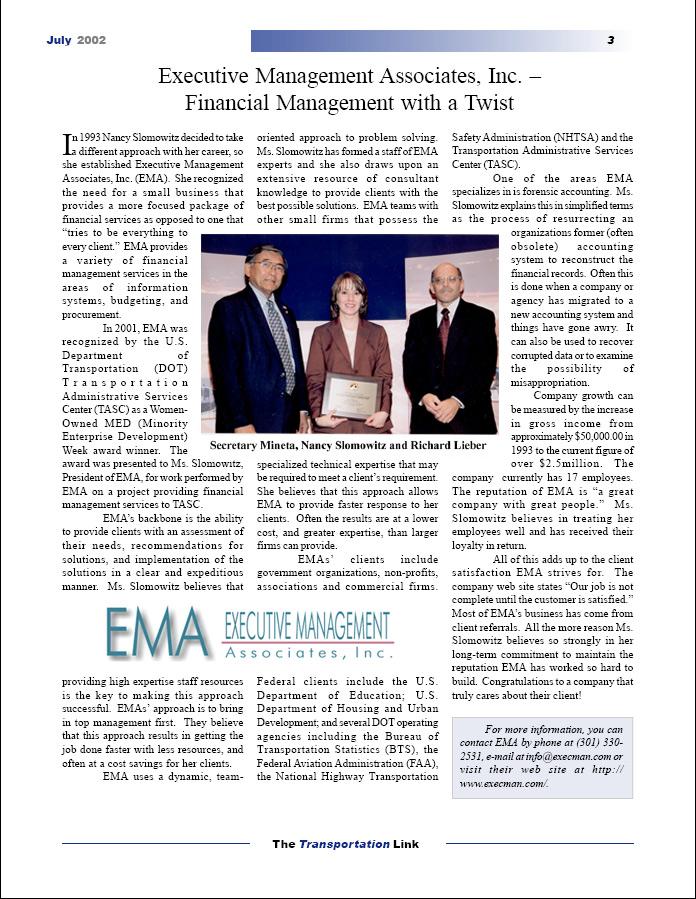 2001 DOT Award